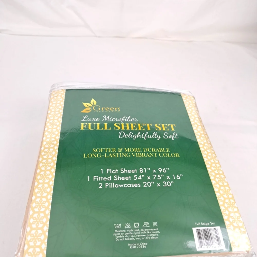 Green Lifestyle  Luxe Microfiber 4 Piece Full Beige Sheet Set